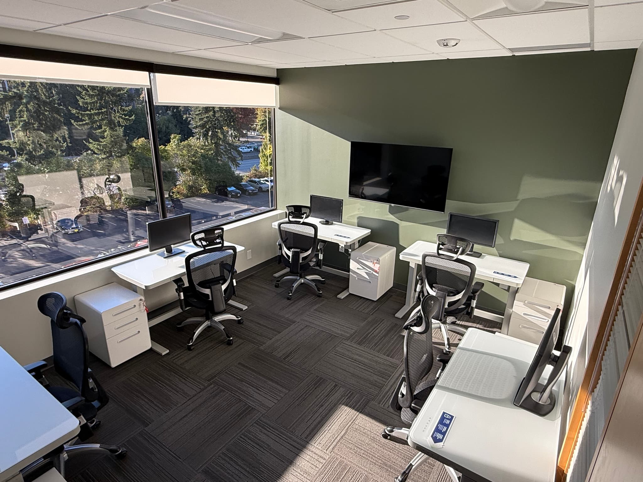 Modern coworking space in Bellevue with collaborative workstations and natural lighting